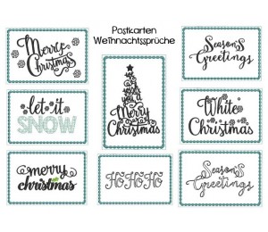 Stickdatei - ITH Postkarte Merry Christmas 1